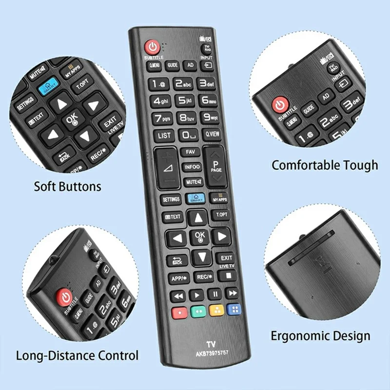Mando a distancia AKB73975757 para televisor LG, controlador inalámbrico ergonómico por infrarrojos, reemplazo portátil