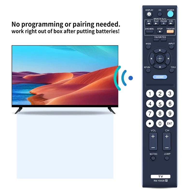 RM-YD028 til Sony TV-fjernbetjening med rækkevidde på 10 m, erstatning til infrarød fjernbetjening