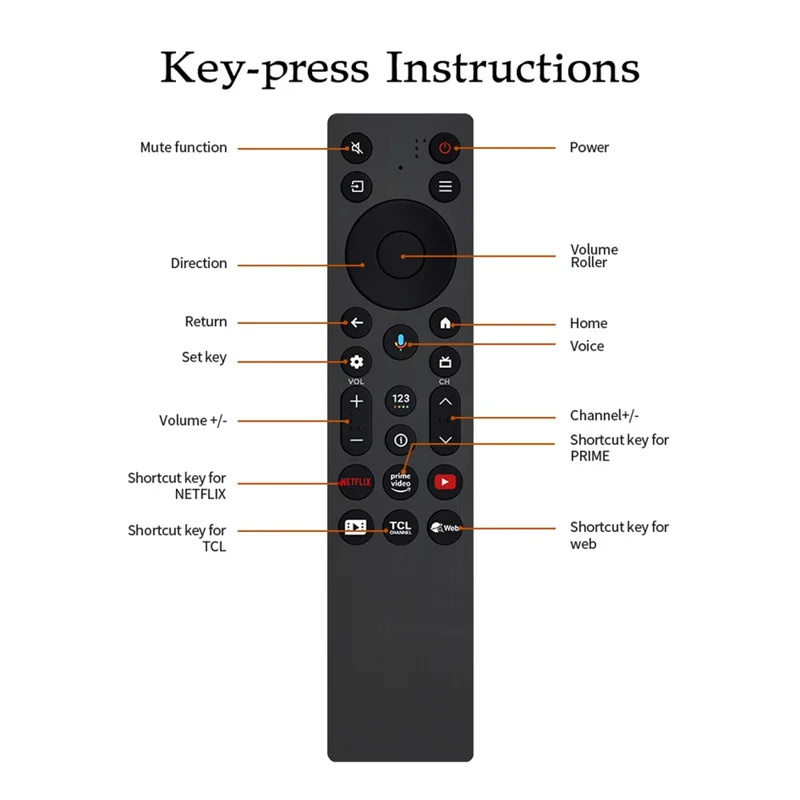 RC813A FMB1 voor TCL TV-afstandsbediening met spraakbediening, bereik van 10 meter, vervanging voor tv-bediening