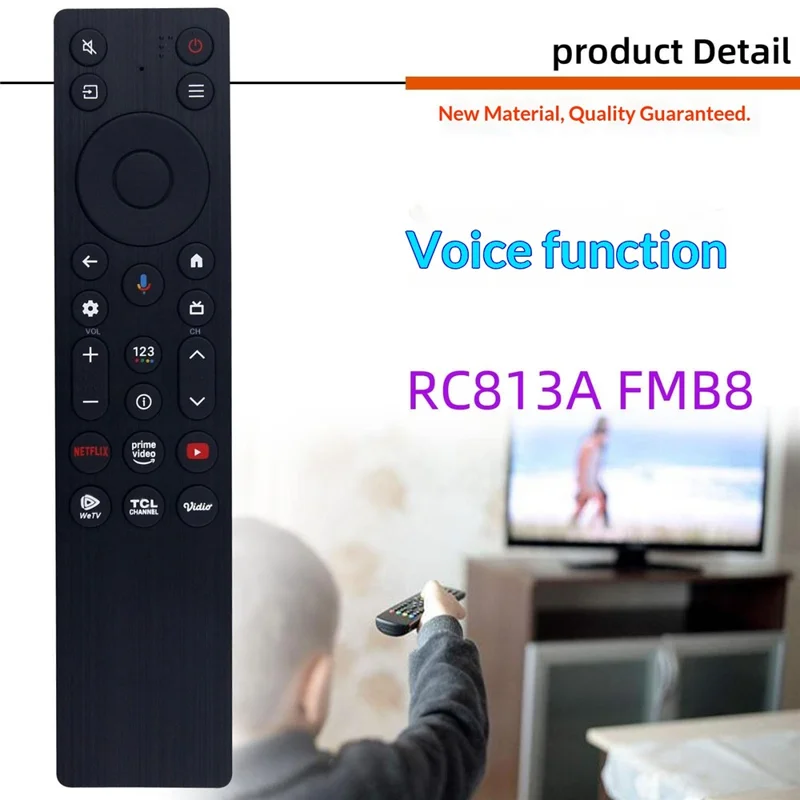 RC813A FMB8 Voor TCL TV Afstandsbediening met Spraakbediening 10m Bereik Televisiebediening Vervanging