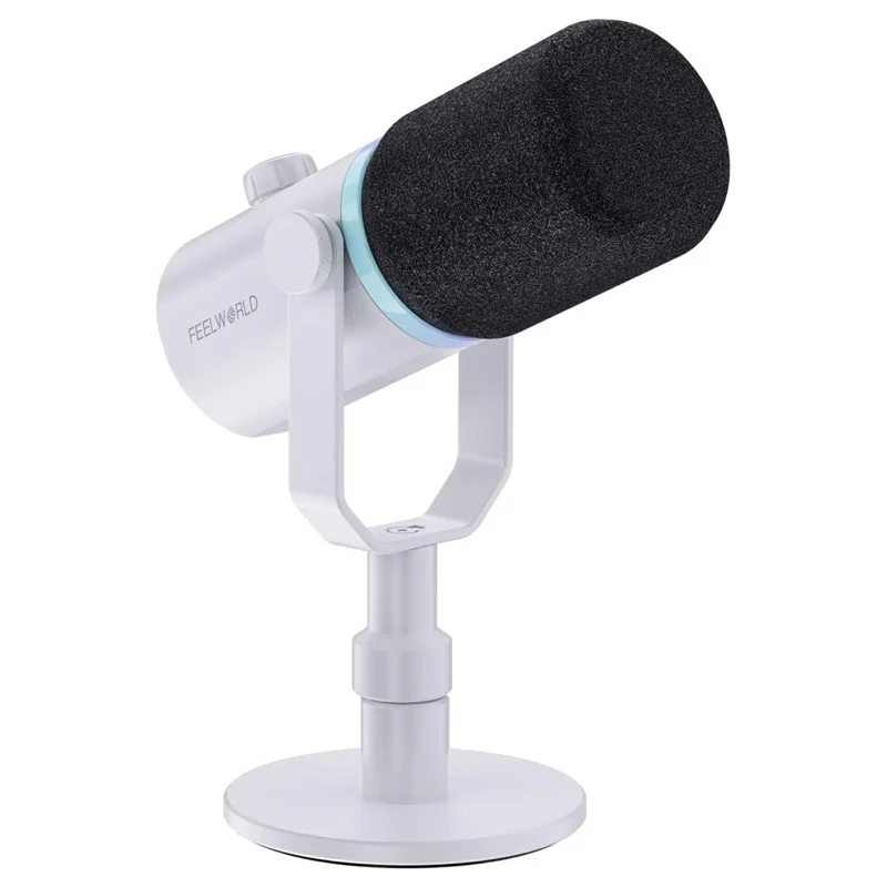 FEELWORLD PM1-XS-W XLR  /  USB Dual Output Desktop Mic for Recording  /  Gaming  /  Streaming Professional Dynamic Microphone - White