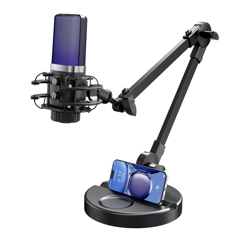 YANMAI X3R RGB Lighting Desktop Microphone Noise Cancelling Capacitor Microphone for Live Streaming / Recording - Black