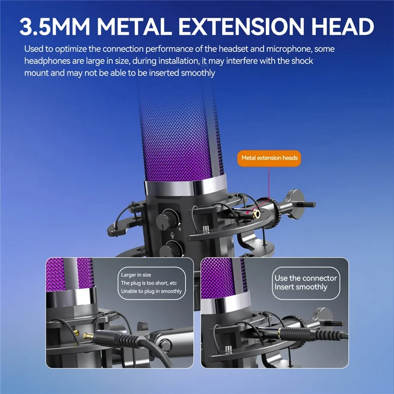 YANMAI X3R RGB Lighting Desktop Microphone Noise Cancelling Capacitor Microphone for Live Streaming / Recording - Black