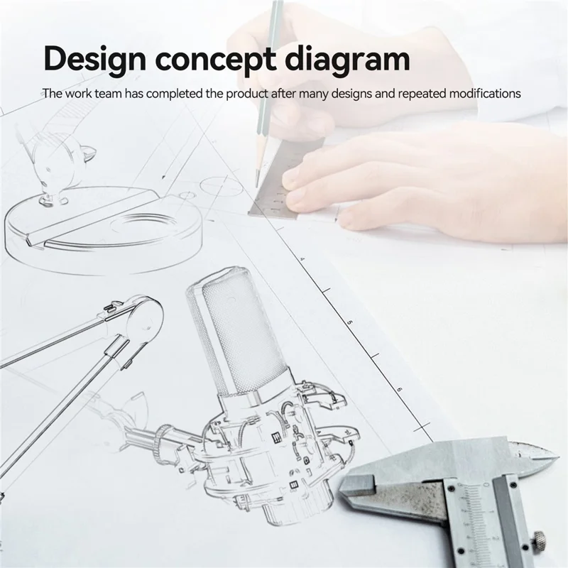 YANMAI X3R RGB Lighting Desktop Microphone Noise Cancelling Capacitor Microphone for Live Streaming / Recording - Black