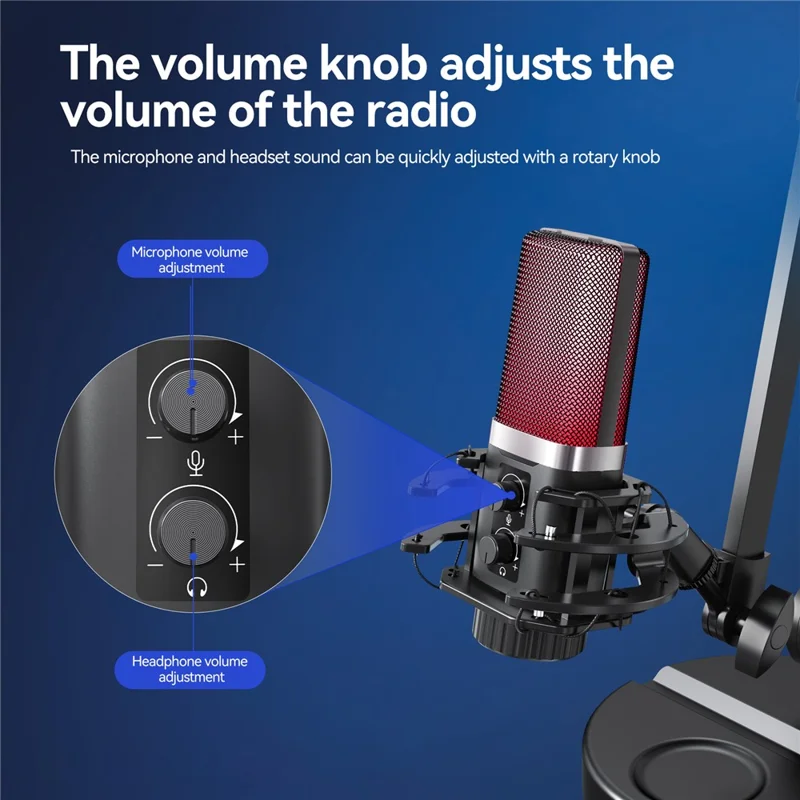 YANMAI X3R RGB Lighting Desktop Microphone Noise Cancelling Capacitor Microphone for Live Streaming / Recording - Black