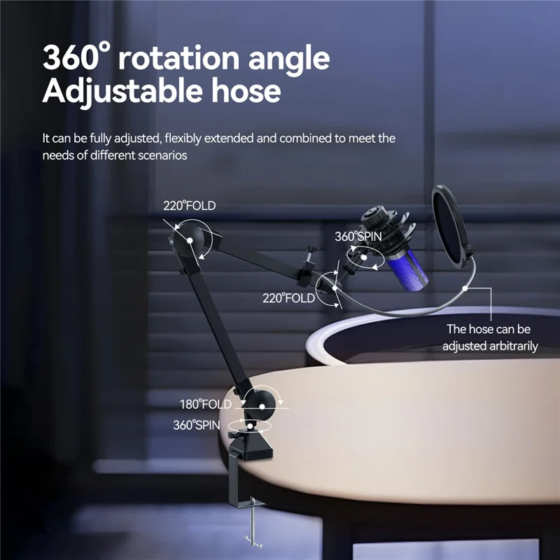 YANMAI X3R RGB Lighting Desktop Microphone Noise Cancelling Capacitor Microphone for Live Streaming / Recording - Black