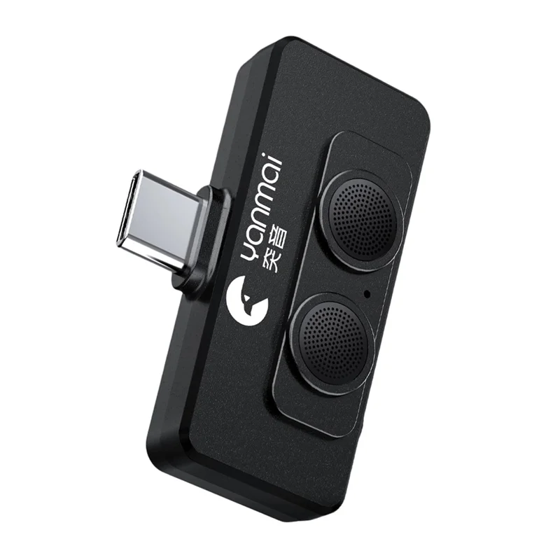 YANMAI R6 Type-C Mini Microphone Plug and Play AI + ANC Smart Noise Reduction Mic for Vlogging / Recording - Black