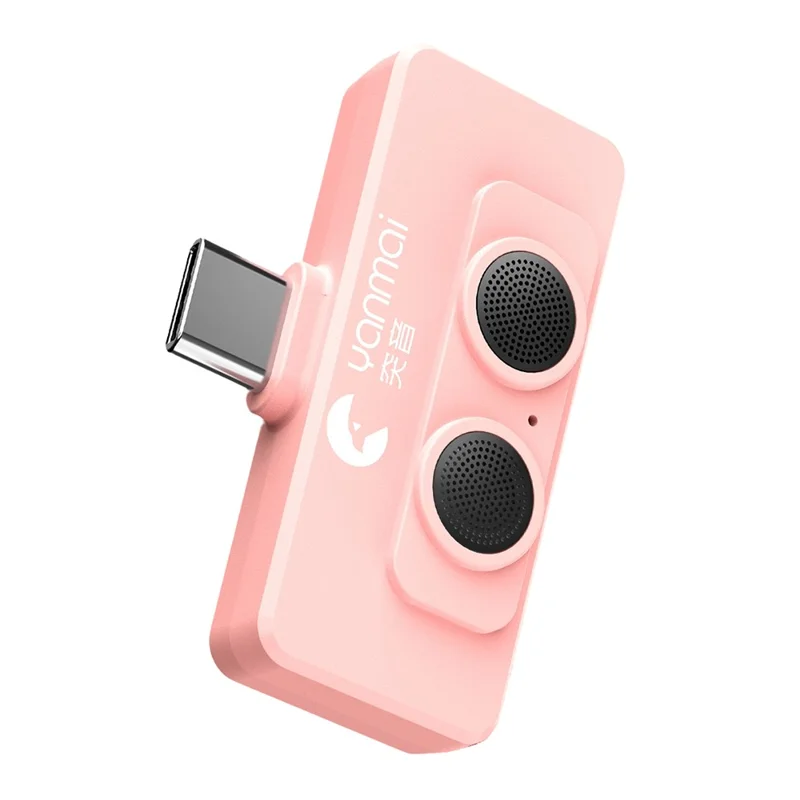 YANMAI R6 Type-C Mini Microphone Plug and Play AI + ANC Smart Noise Reduction Mic for Vlogging / Recording - Pink