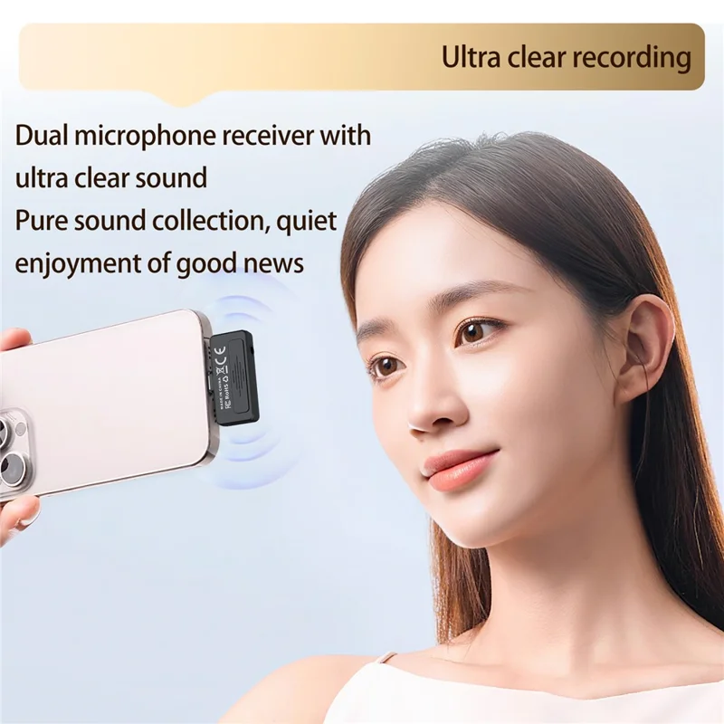 YANMAI R6 Type-C Mini Microphone Plug and Play AI + ANC Smart Noise Reduction Mic for Vlogging / Recording - Pink