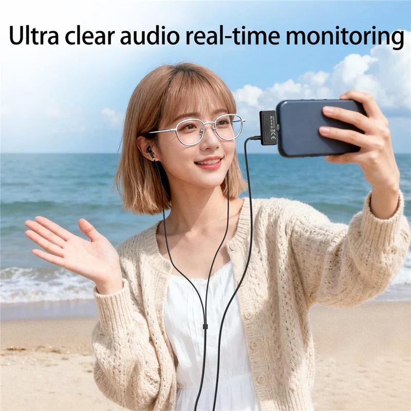 YANMAI R6 Type-C Mini Microphone Plug and Play AI + ANC Smart Noise Reduction Mic for Vlogging / Recording - Pink