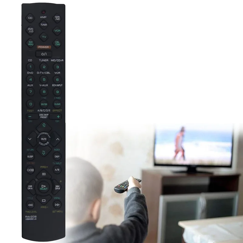 RAV206 For Yamaha AV Receiver Remote Control Replacement Infrared Control - Black