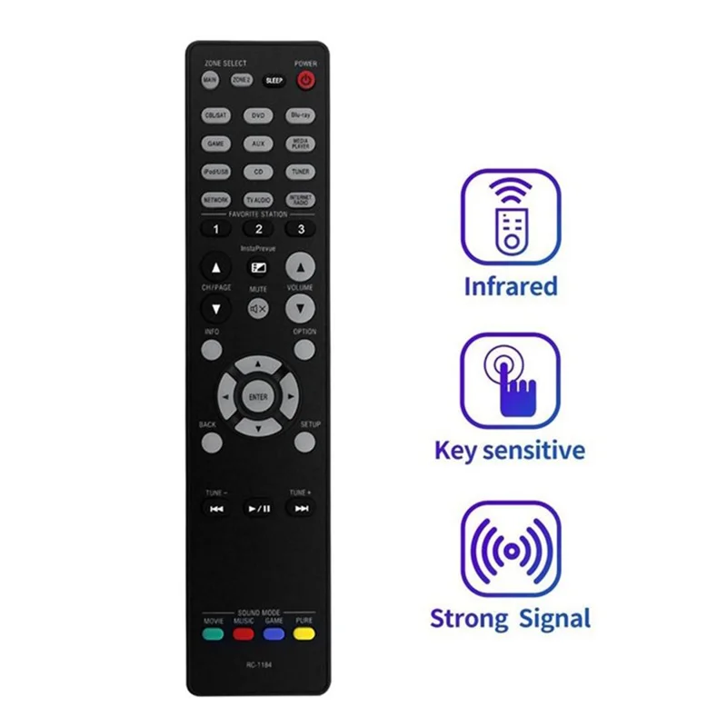 RC-1184 Ersatz-Fernbedienung für Denon-Verstärker Infrarot-Controller – Schwarz