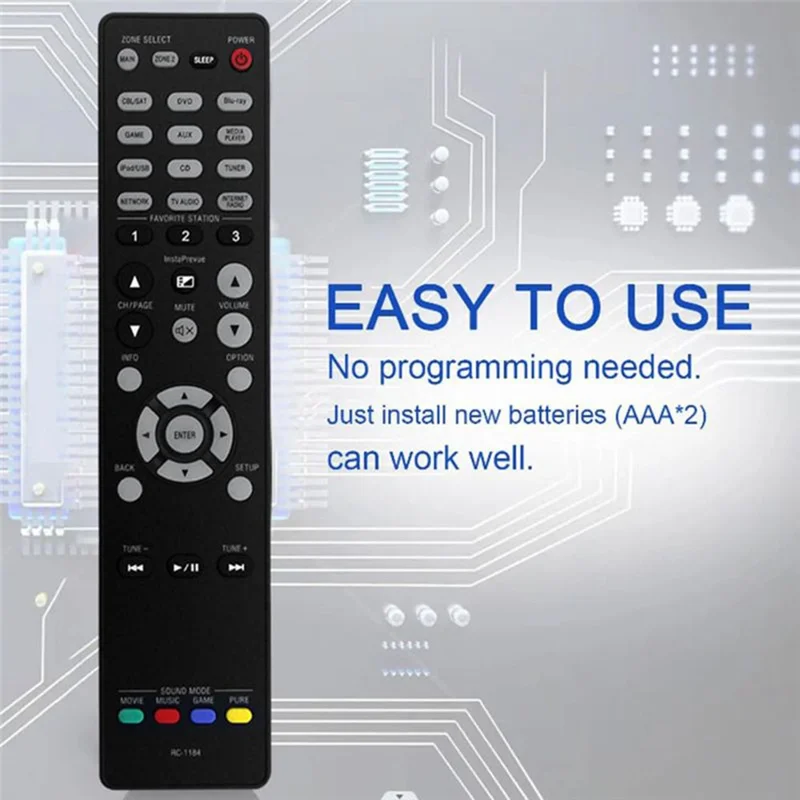 RC-1184 Ersatz-Fernbedienung für Denon-Verstärker Infrarot-Controller – Schwarz