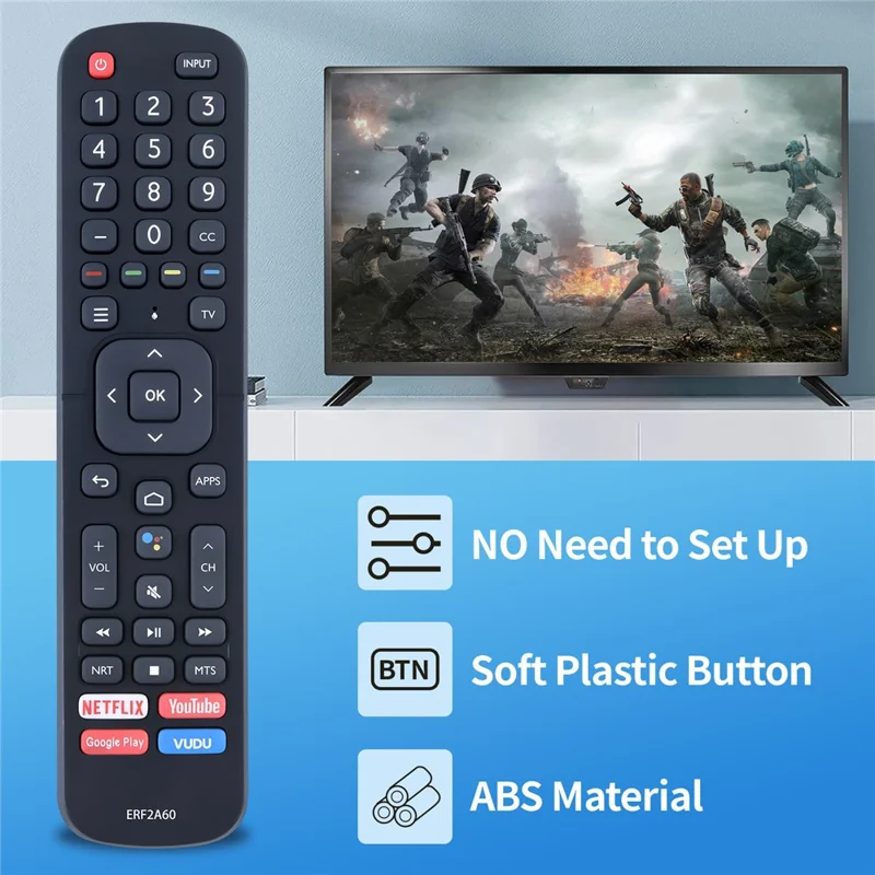 ERF2A60 For Hisense 4K Remote Control Replacement ABS Controller, No Voice Function - Black