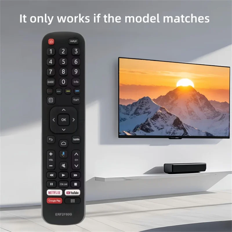 ERF2F60G Für Hisense TV-Fernbedienung 10m Reichweite Infrarot-Controller ohne Sprachfunktion - Schwarz