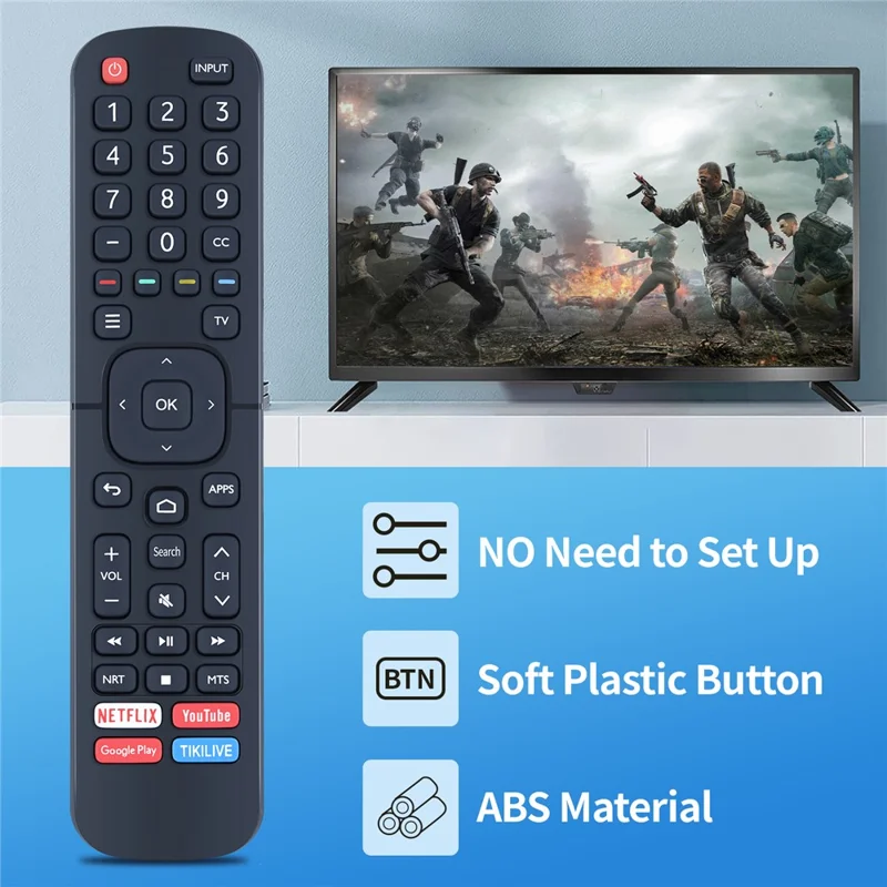 Mando a distancia ERF2B60H para televisión Hisense, reemplazo sin configuración, controlador de ABS - Negro