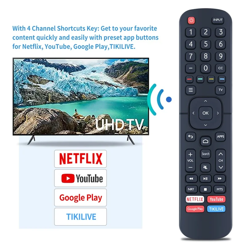 Mando a distancia ERF2B60H para televisión Hisense, reemplazo sin configuración, controlador de ABS - Negro