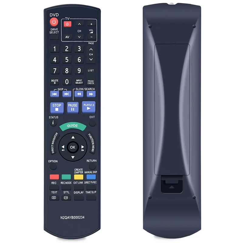 N2QAYB000234 Für Panasonic Blu-ray DVD-Player Fernbedienung IR-Controller 10 m Reichweite - Schwarz