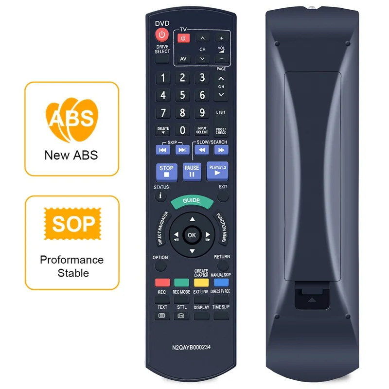 N2QAYB000234 Für Panasonic Blu-ray DVD-Player Fernbedienung IR-Controller 10 m Reichweite - Schwarz