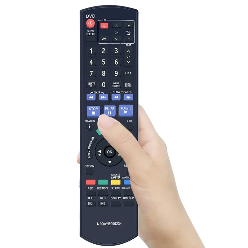 N2QAYB000234 Für Panasonic Blu-ray DVD-Player Fernbedienung IR-Controller 10 m Reichweite - Schwarz