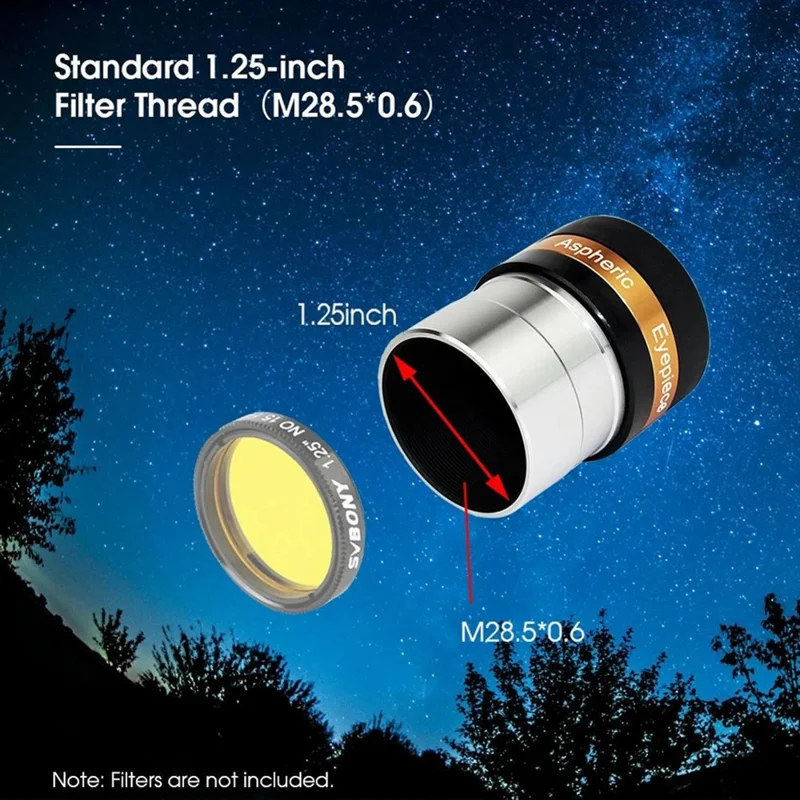 Telescope 1.25" Aspheric Eyepiece 62° Wide Field HD Eyepiece for Astronomy - 4mm