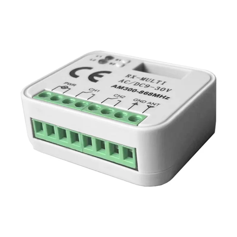 Controlador Multi-Frecuencia 300-868MHz Receptor Remoto de 9-30V para Puerta de Garaje y Puerta Automática - Blanco