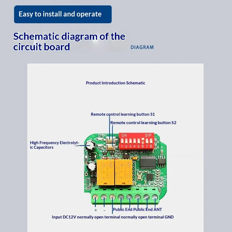 Controlador Multi-Frecuencia 300-868MHz Receptor Remoto de 9-30V para Puerta de Garaje y Puerta Automática - Blanco