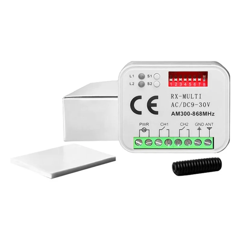 Controlador Multi-Frecuencia 300-868MHz Receptor Remoto de 9-30V para Puerta de Garaje y Puerta Automática - Blanco