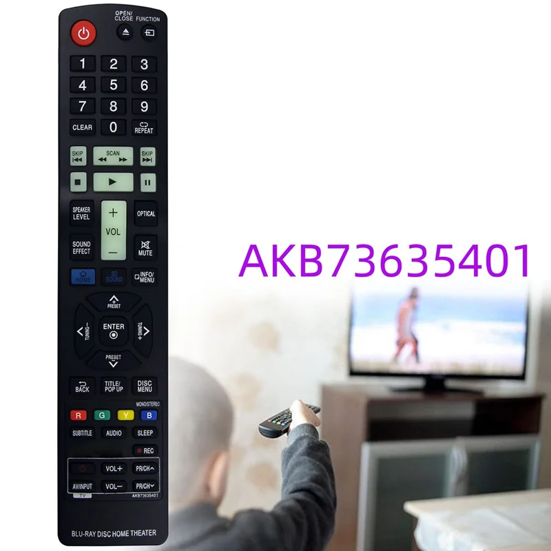AKB73635401 Ergonomische Fernbedienung für LG Blu-ray DVD-Player, Infrarot-Fernbedienung