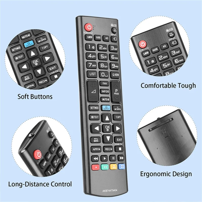 AKB74475404 Fernbedienung für LG TV, Infrarot-Fernbedienung mit ergonomischem Design, kabellose Ersatzfernbedienung