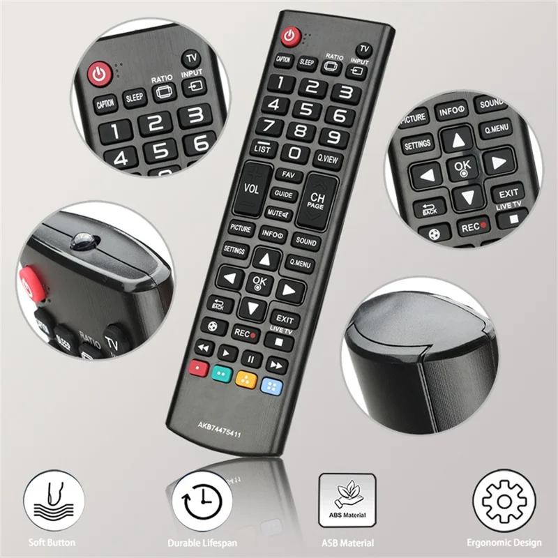 AKB74475411 Fernbedienung für LG TV 1-10m Reichweite IR Infrarot ergonomische kabellose Ersatzfernbedienung
