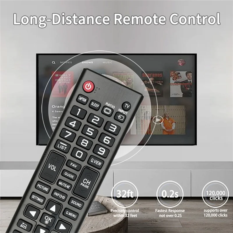 AKB74475411 Fernbedienung für LG TV 1-10m Reichweite IR Infrarot ergonomische kabellose Ersatzfernbedienung