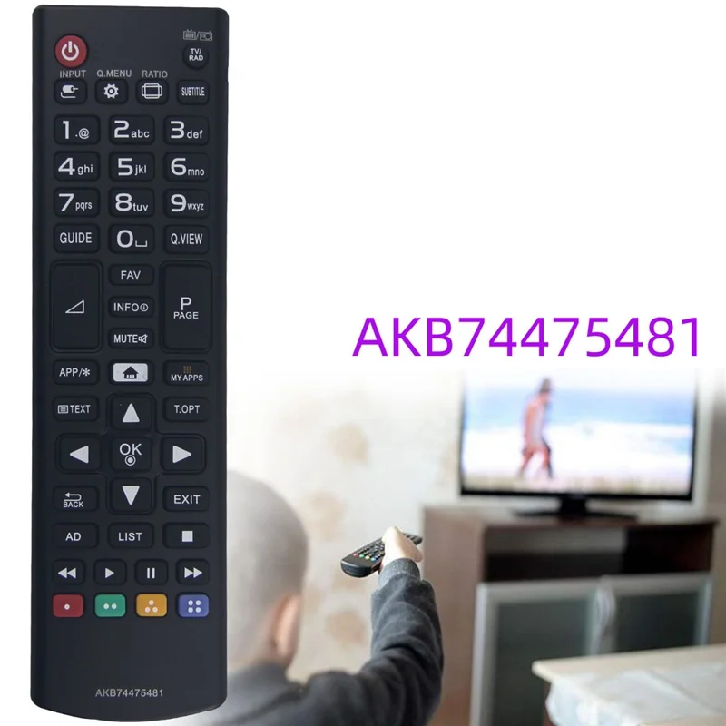AKB74475481 Remote Control for LG TV 1-10m Range Infrared Ergonomic Wireless Replacement Handheld IR Controller