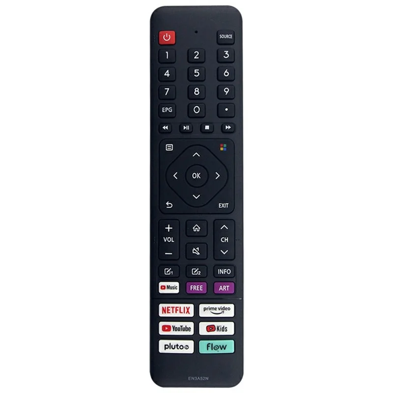 EN3A52N For Hisense TV Remote Control Ergonomic Infrared Replacement Controller with Netflix YouTube Prime Video
