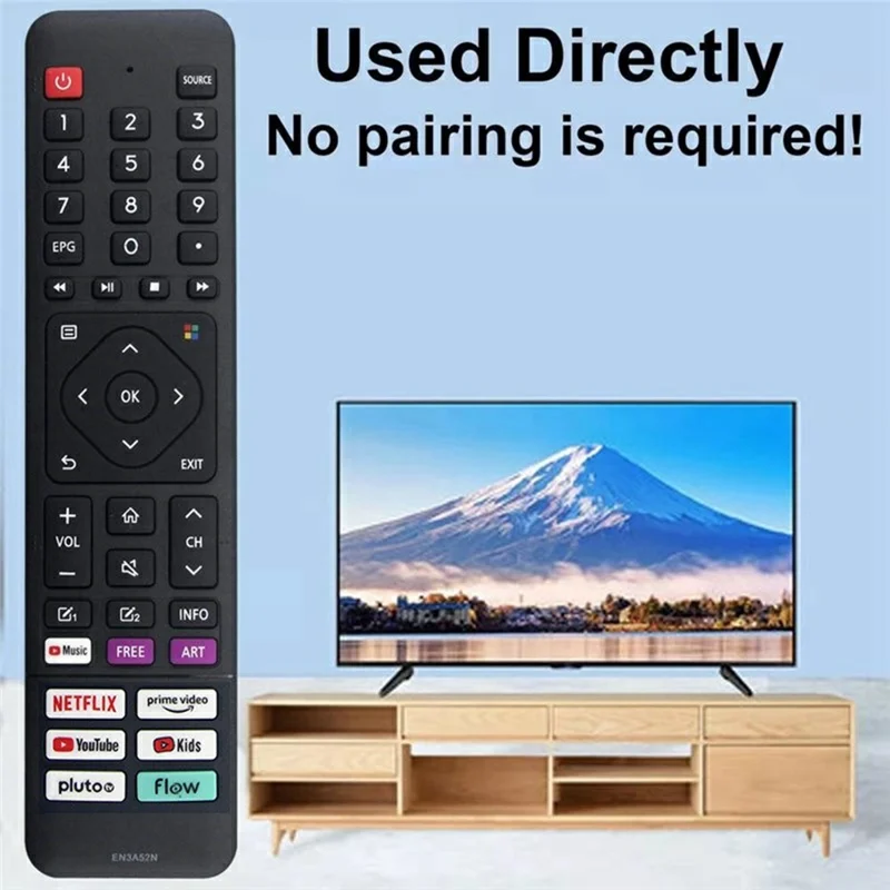 EN3A52N For Hisense TV Remote Control Ergonomic Infrared Replacement Controller with Netflix YouTube Prime Video