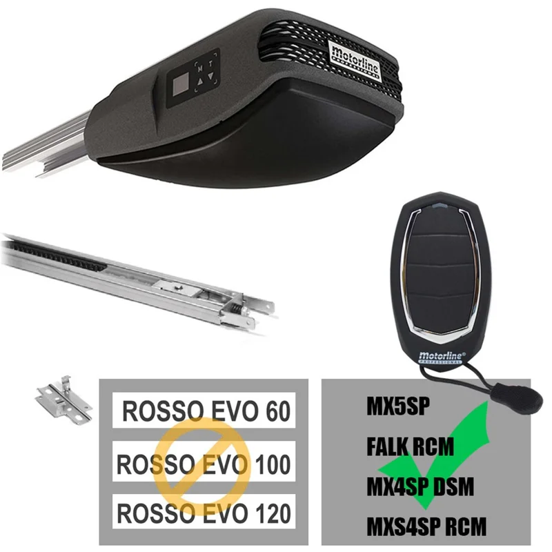 Garage Door Remote Control Rolling Code Opener Controller for MX5SP  /  FALK RCM  /  MX4SP DS  /  MXS4SP RCM - Black