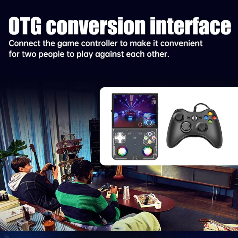 R36ultra X Handheld Game Console with 32GB TF Card Dual 3D Joysticks 4.5 Inch IPS Screen Gamepad with RGB Light - Red