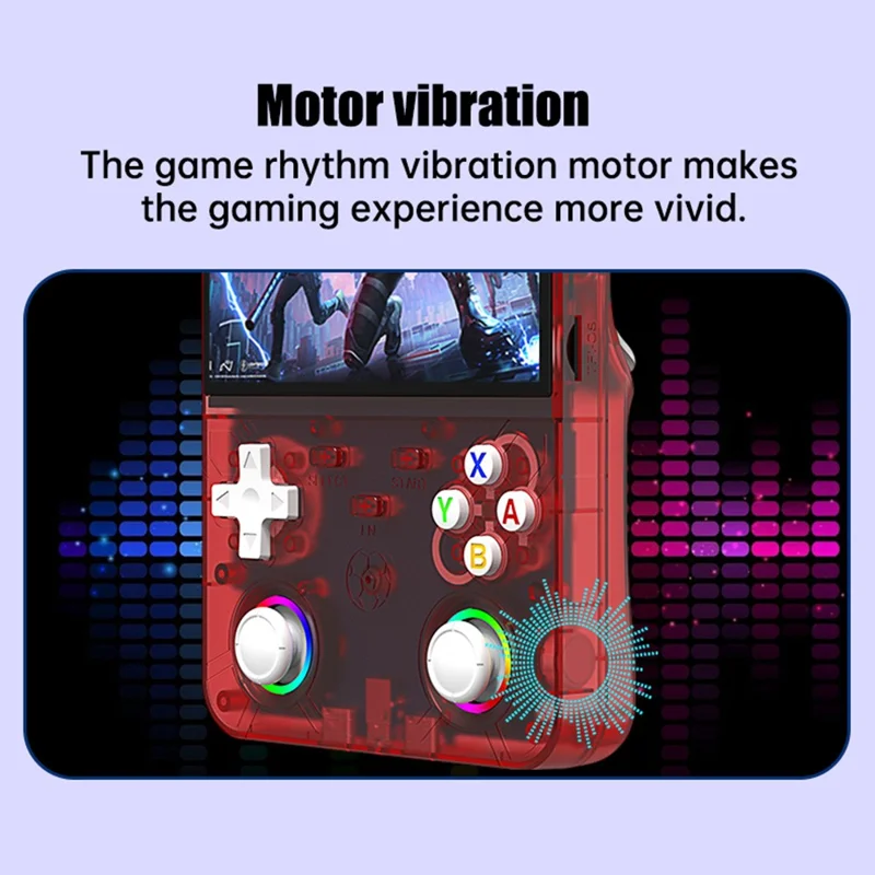 R36ultra X Handheld Game Console with 32GB TF Card Dual 3D Joysticks 4.5 Inch IPS Screen Gamepad with RGB Light - Red