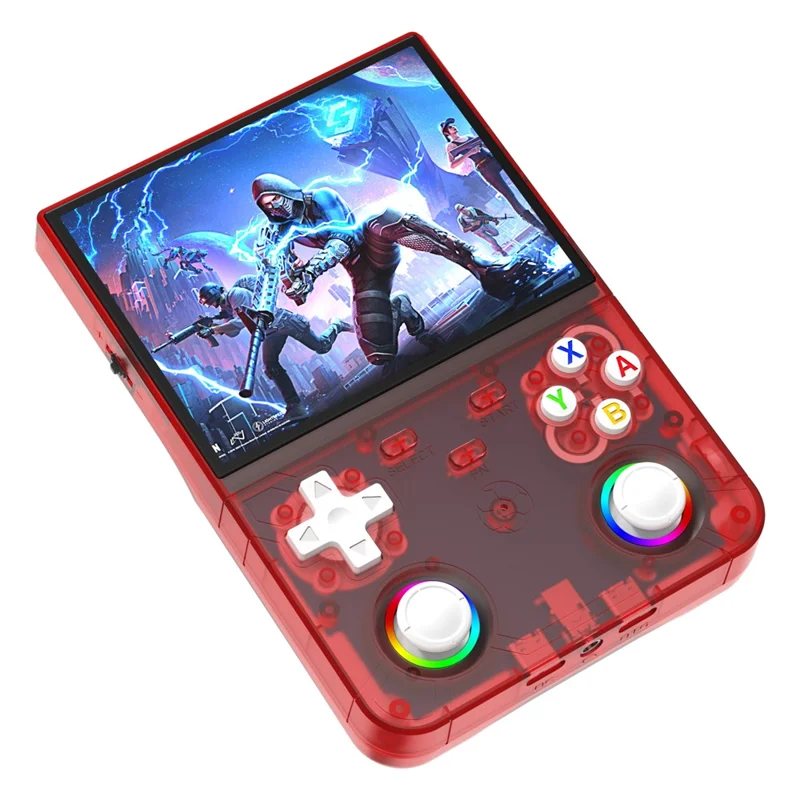 R36ultra X Handheld Game Console with 32GB TF Card Dual 3D Joysticks 4.5 Inch IPS Screen Gamepad with RGB Light - Red