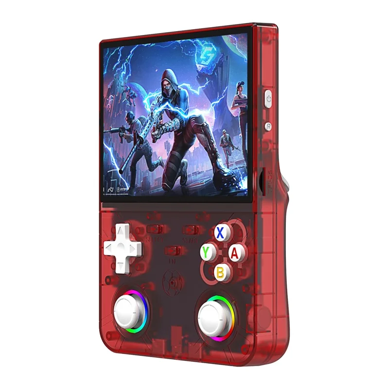 R36ultra X Handheld Game Console with 32GB TF Card Dual 3D Joysticks 4.5 Inch IPS Screen Gamepad with RGB Light - Red