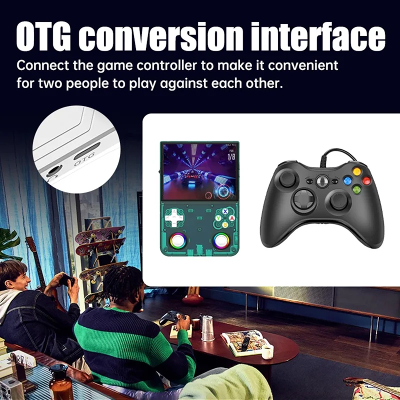 R36ultra X Handheld Game Console with 32GB TF Card Dual 3D Joysticks 4.5 Inch IPS Screen Gamepad with RGB Light - Red
