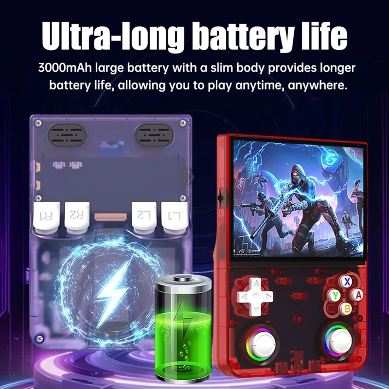 R36ultra X Handheld Game Console with 32GB TF Card Dual 3D Joysticks 4.5 Inch IPS Screen Gamepad with RGB Light - Red