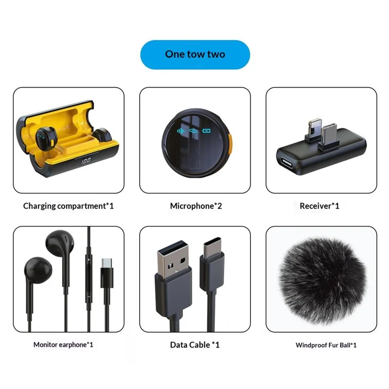 Q18 Wireless Lavalier Microphone Noise Cancelling Mic for Live Streaming Recording, 2 Transmitters + 1 Receiver