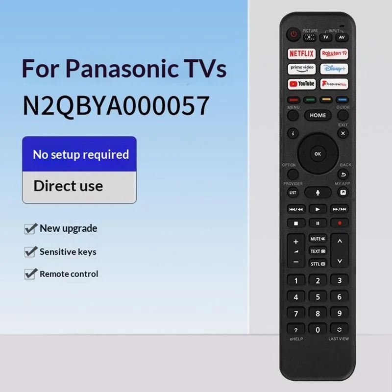 Mando a distancia IR N2QBYA000057 para televisor Panasonic, control inalámbrico de reemplazo con alcance de 10 m, infrarrojos (sin función de voz)