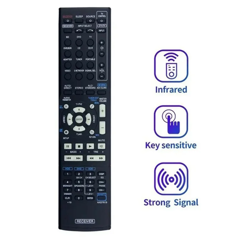 AXD7619 para mando a distancia Pioneer AV Receiver con controlador de reemplazo ergonómico por infrarrojos