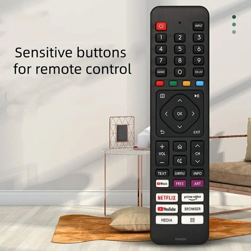 Mando a distancia IR EN3C52 para televisor Hisense, controlador de televisión inalámbrico infrarrojo ergonómico de reemplazo
