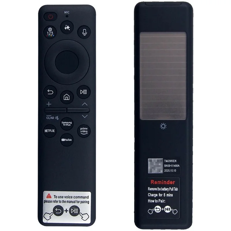 BN59-01480A para mando a distancia Samsung TV, ergonómico, con carga solar, control por voz, mando para televisión inteligente, reemplazo del controlador