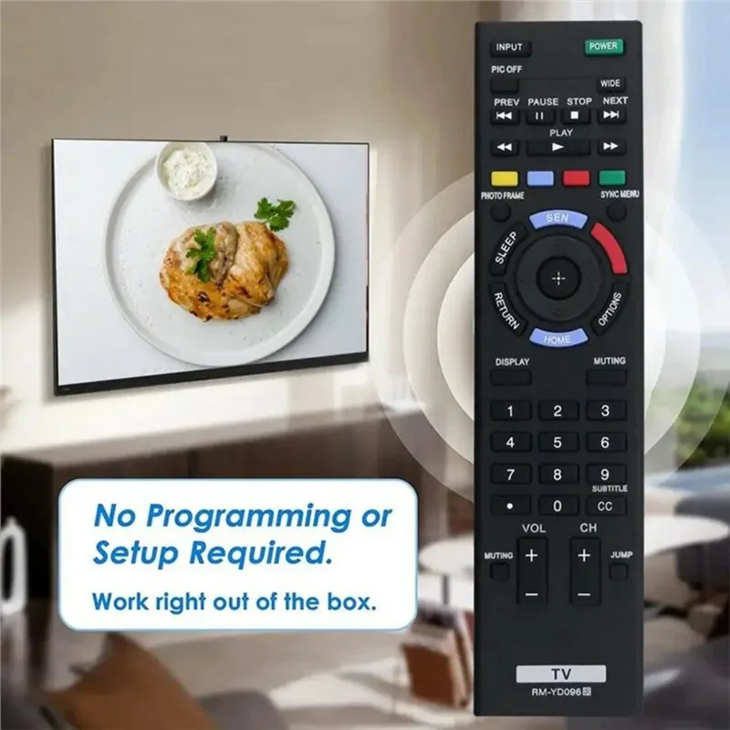 Controlo Remoto para Televisão RM-YD096 para TV Sony, Design Ergonómico, Infravermelhos IR, Sem Fios, Substituição