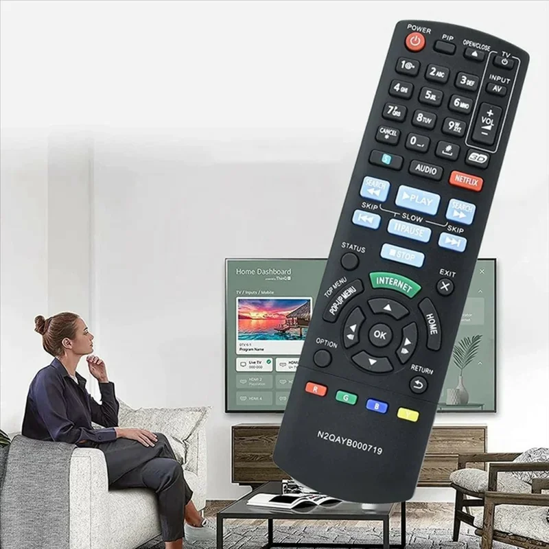 Mando a distancia infrarrojo N2QAYB000719 para reproductor Blu-ray DVD de Panasonic, control inalámbrico ergonómico de reemplazo