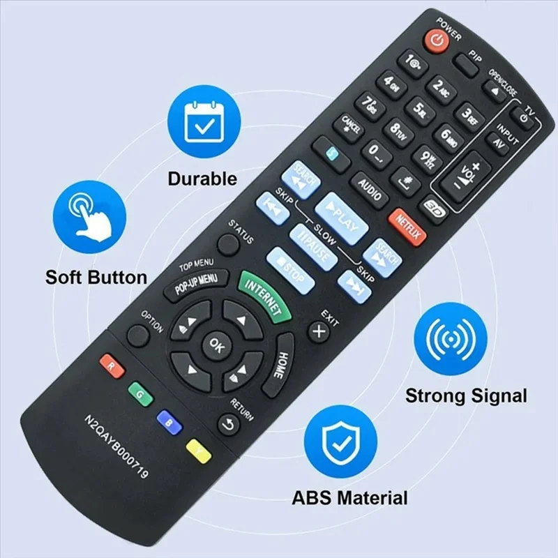 Mando a distancia infrarrojo N2QAYB000719 para reproductor Blu-ray DVD de Panasonic, control inalámbrico ergonómico de reemplazo